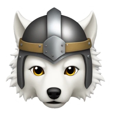 White wolf wearing a viking helmet sticker