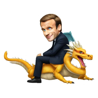 Emmanuel Macron sur un dragon sticker