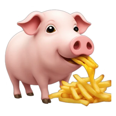 cochon qui mange des frites sticker