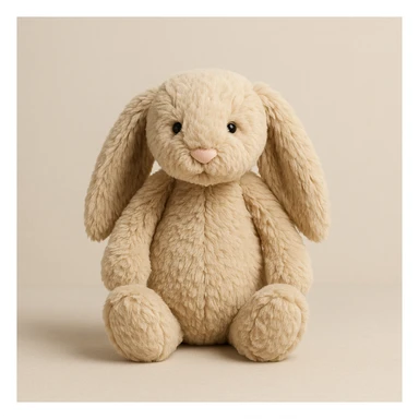 jellycat bashful bunny plush toy in beige, soft and cuddly, neutral background sticker
