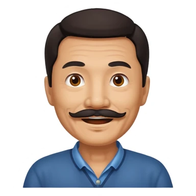 Old Chinese man with dark hair and mustache sticker