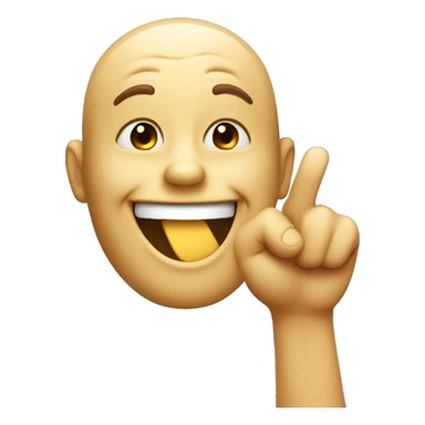 A laughing emoji raises his finger sticker