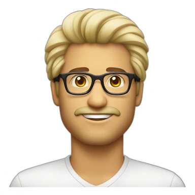 Hombre blanco, cabello mullet con lentes cuadrados  sticker