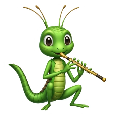 grasshopper playing flute sticker