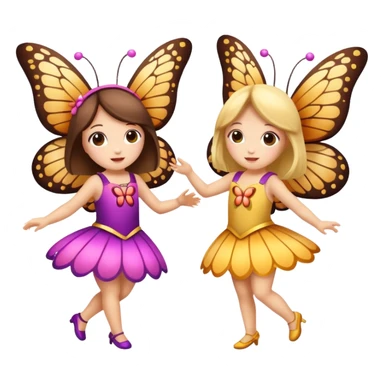 two girls dressed as cute moth and butterfly dancing sticker