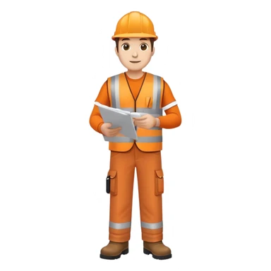 RAILWAY ENGINEER ORANGE VEST, TROUSERS, BOOTS, WITH PLANS sticker