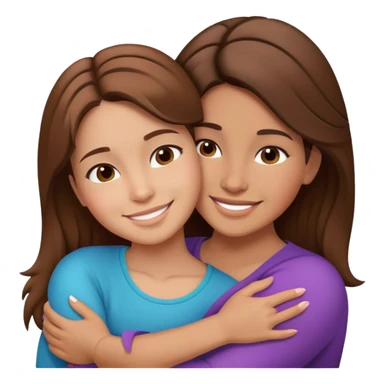 Hispanic mother and teen daughter brown hair hugging sticker