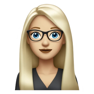 Elegant lady with long straight white blonde hair, blue eyes and glasses  sticker