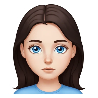 A white girl blue eyes long dark brown hair and freckles  sticker