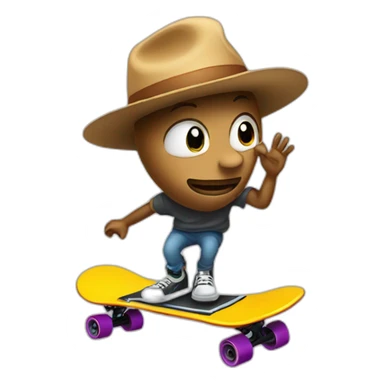 bean wearing a hat riding a skateboard sticker