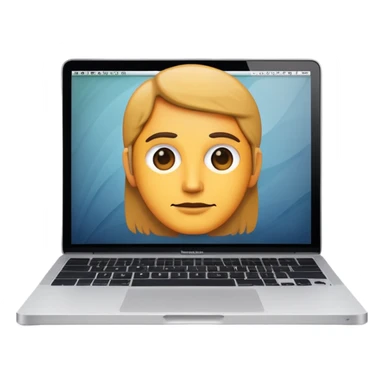 MacBook with a face in an office sticker