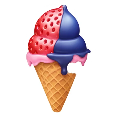 Strawberry Ice cream with a blueberry on a top sticker