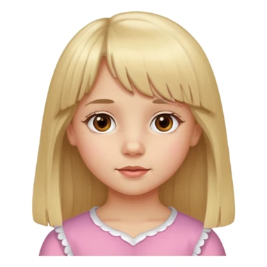 Girl child with long blond hair with fringe and brown eyes sticker