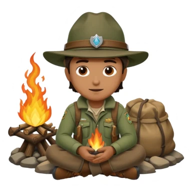 mountain ranger at campfire sticker