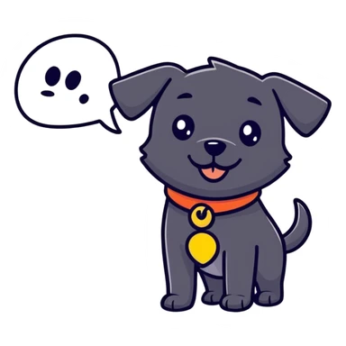 A cute black dog waving sticker