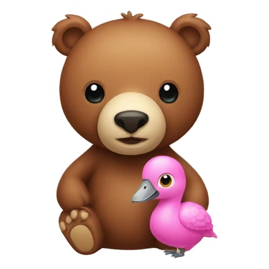 a brown bear and a pink dodo  sticker