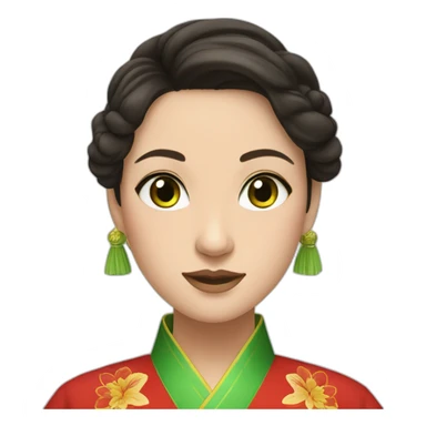 Brunette with green eyes dressed in Chinese traditional clothes sticker