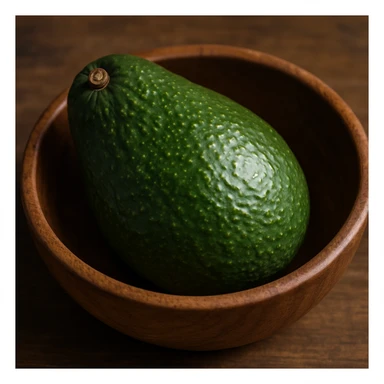 photo realistic avocado in a wooden bowl sticker