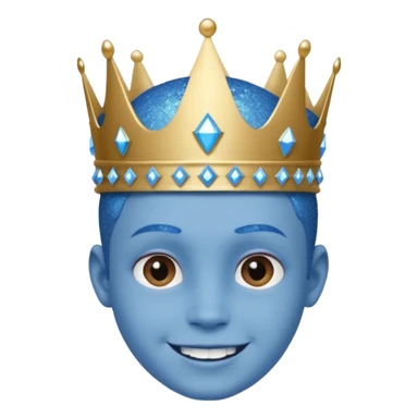 blue Boy glitter crown smile sticker