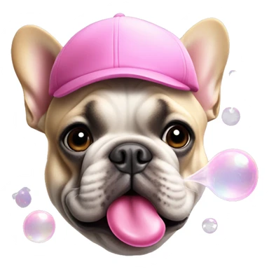 french bulldog head in pink cap blowing soap bubble sticker