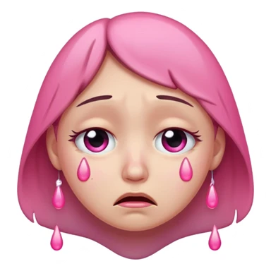crying face with pink tears sticker
