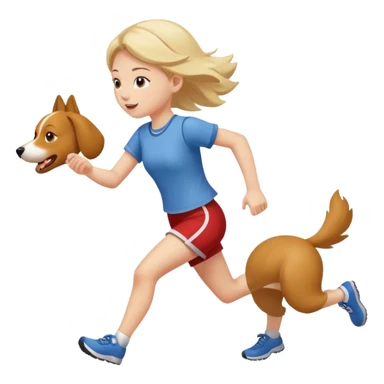 A girl running from a dog sticker