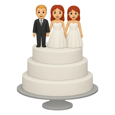 Remove gold accents from the red wedding cake with bride and groom toppers. Keep the background transparent. The original style is emoji style, so maintain a simple and concise emoji-like appearance. sticker