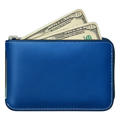  Deep Blue wallet with a single one dollar bill inside, just one dollar sticker