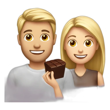 white couple eating chocolat sticker