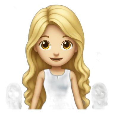 a girl full body in a blue dress long blond hair out sticker