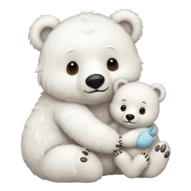 White bear with baby bear sticker