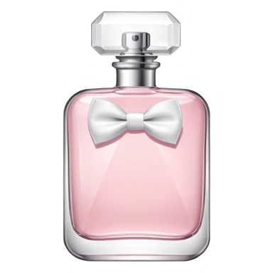 Pretty dainty Pastel pink Perfume bottle with a white bow tie and with a white label on  sticker