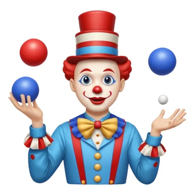 circus juggler clown juggling balls blue and white and red sticker