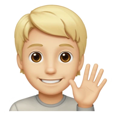 Smiling blonde boy saying hi sticker