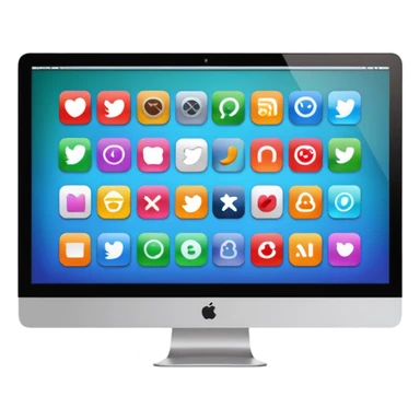 iMac screen displaying app icons in grid sticker