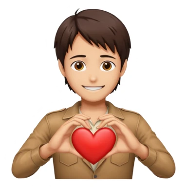Eren Yeager making a heart sign sticker