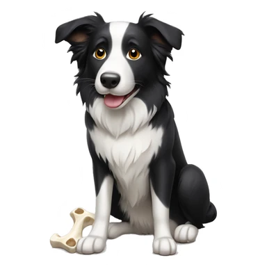 border collie with a bone sticker