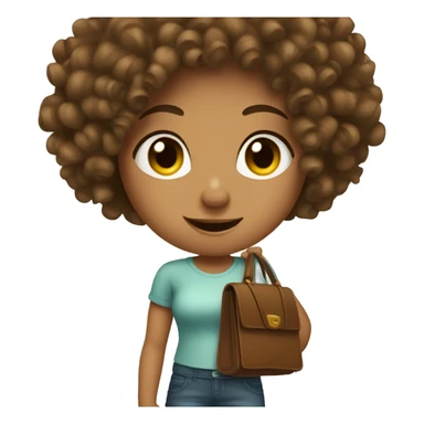 curly hair tan girl holding a purse sticker