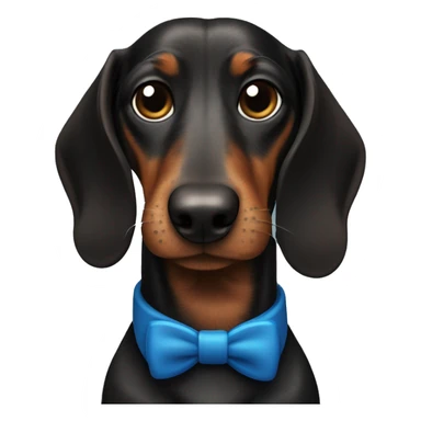 Dark fur Dachshund with long legs in blue collar  sticker