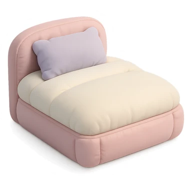 soft cushion style illustration of a bed, pastel colors sticker