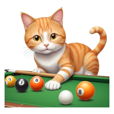 cat playing billiards sticker