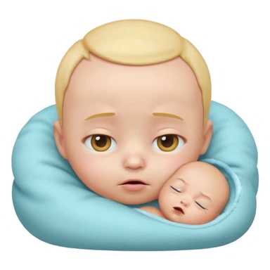 Cute 3D baby emoji, rubbing eyes, sleepy expression, short fine baby hair, soft pastel colors, clean white background  sticker