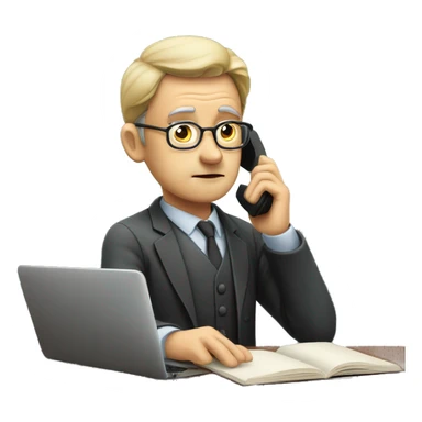 professor on mobile phone listening intently o advice  sticker