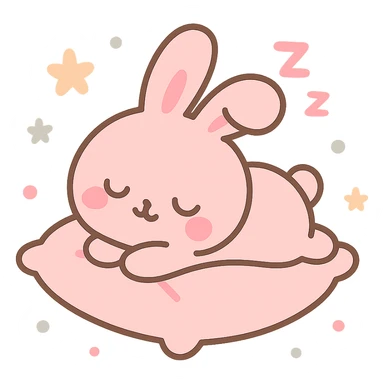pink bunny sleeping on pillow sticker
