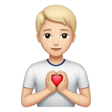 A person with their eyes closed and a small smile, holding their hand on their chest. Inside their mind, a vivid, glowing image of a heart  Their body is still tense, but the anchor of excitement keeps them grounded. sticker