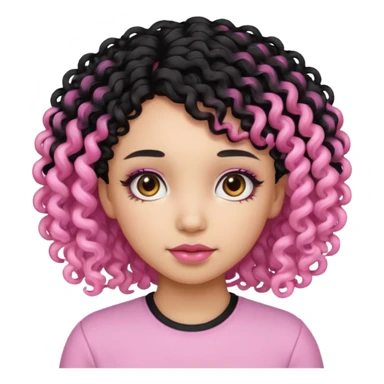 Zumbi menina de cabelo cacheado baixo preto e rosa sticker