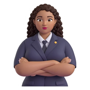 confident plus size Black woman with curly braids, arms crossed, professional look, simple background sticker
