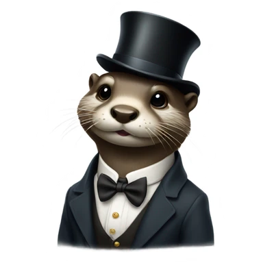 Otter wearing a top hat and a tie sticker
