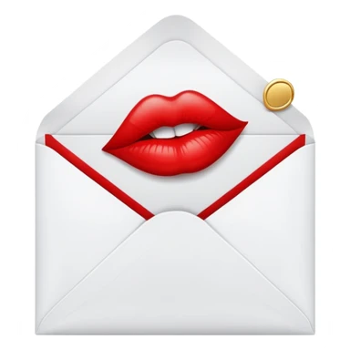 An envelope with a kiss print sticker