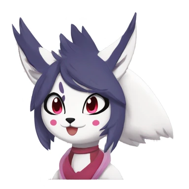 Anthro Dark Beautiful Colorful Shiny Edgy Cool Shy Grumpy FurSona Feline-Zangoose-Fakemon Long Emo Hai-bangs  Vtuber Model sticker